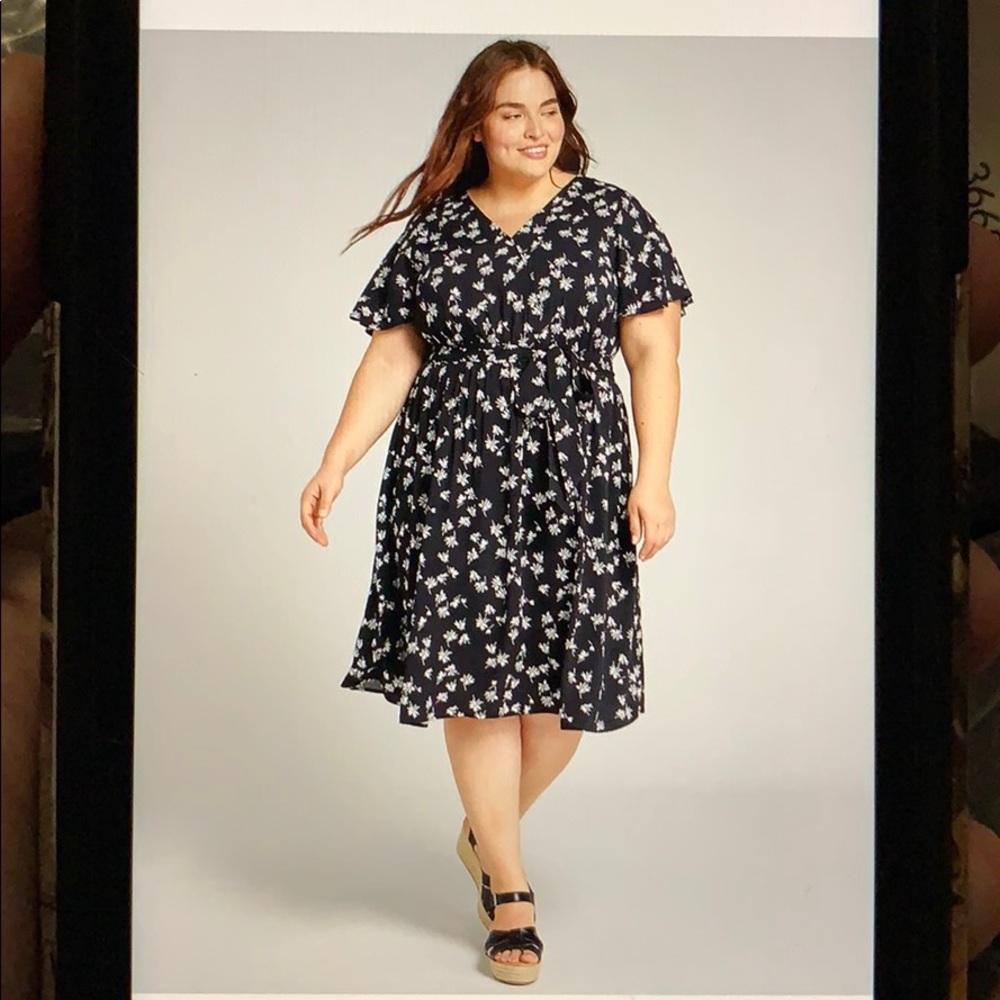Lane Bryant Floral Crossover Fit & Flare Dress